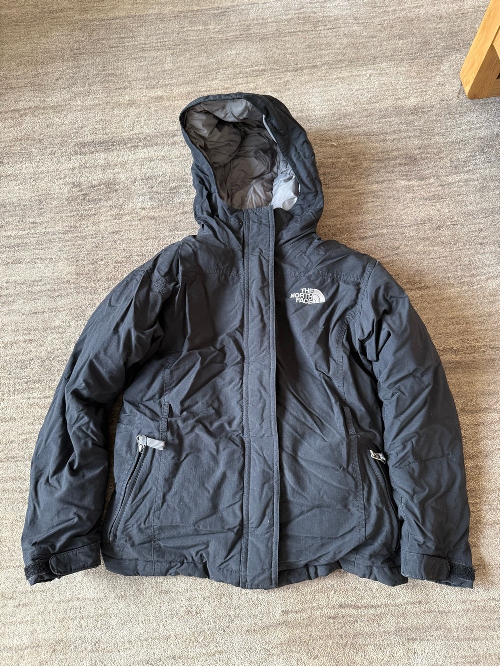 The North Face Black Hooded Girls Puffer Jacket